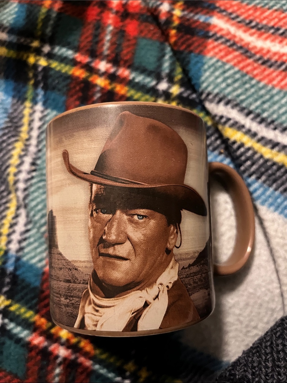 Brown Western Cowboy Portrait Ceramic Mug - John Wayne